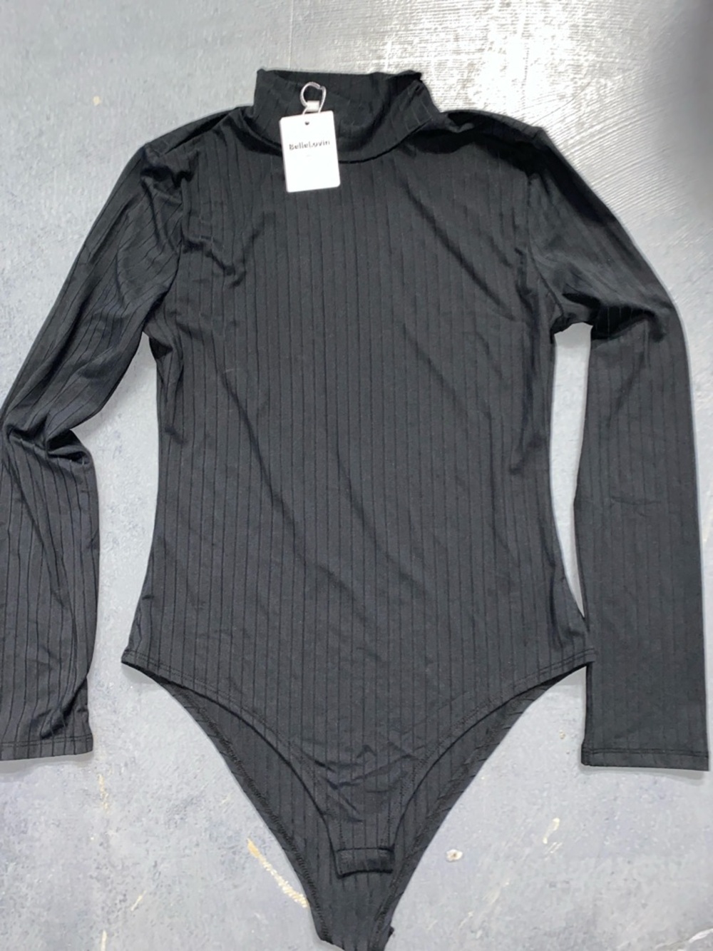 belle sky Kids Black Ribbed Long Sleeve Bodysuit